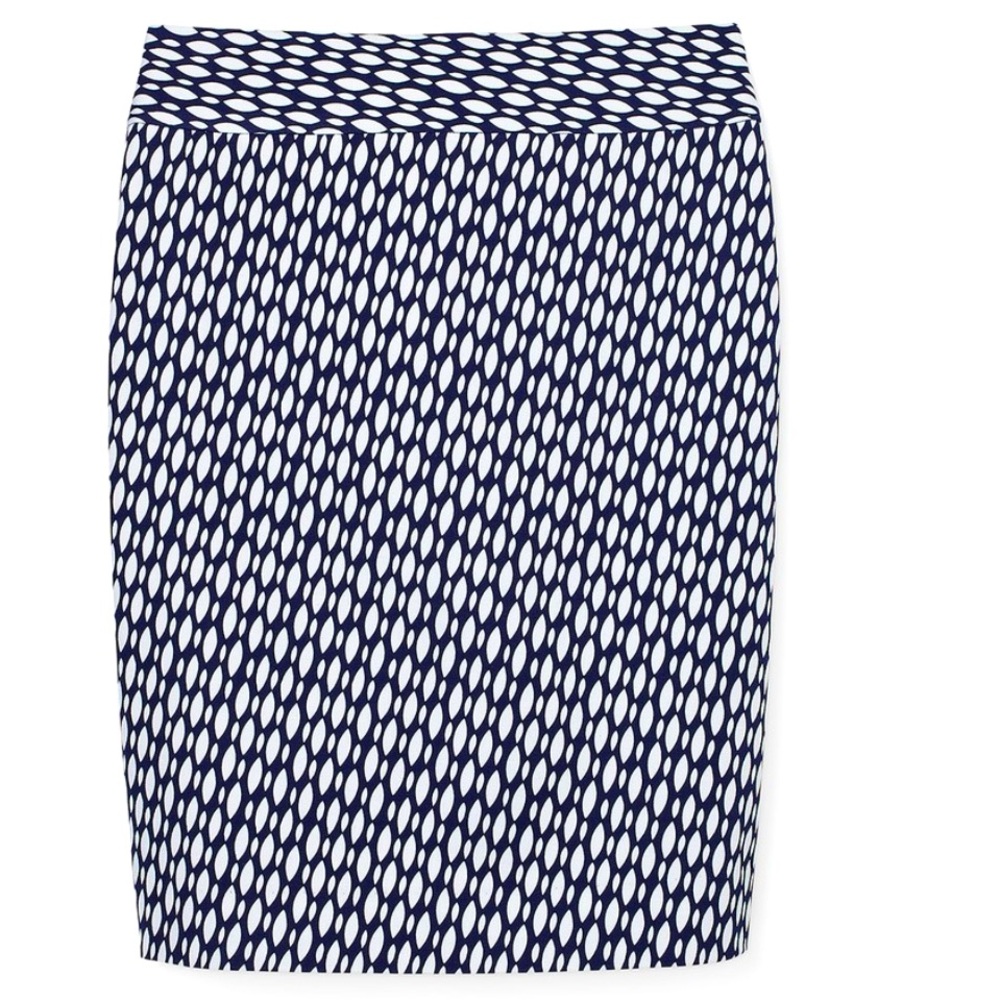 Banana Republic Navy and White Geometric Print Sloan Skirt Size 2